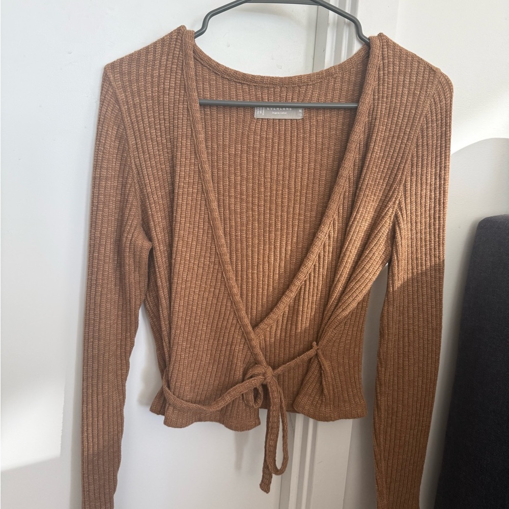 Everlane Carob Cozy Rib Ribbed Wrap Top